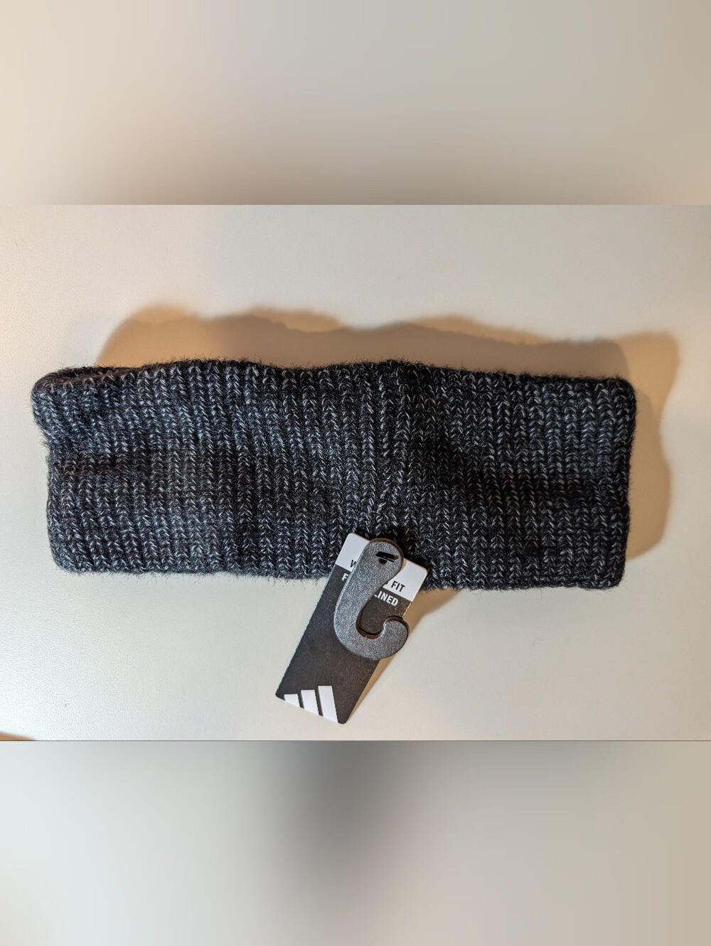 adidas Women’s Black and Gray Knit Fleece Headband - Ribbed Stretch